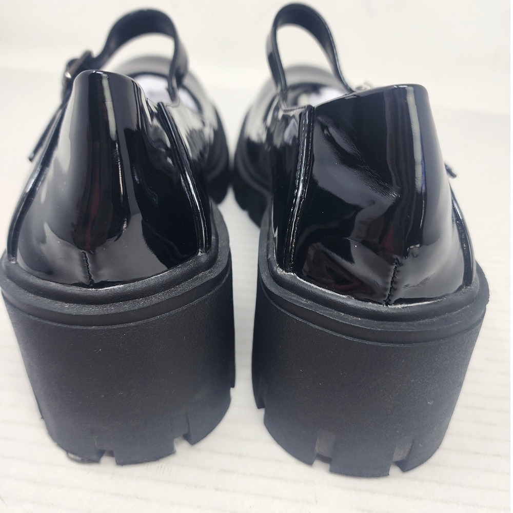 IDIFU Black Patent Leather Chunky Lug Sole Mary Jane Platform Heels Womens 8 NEW - Picture 10 of 13